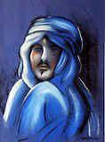 Portrait d'un homme bleu du dsert au pastel sec (44x54cm)