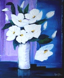 Huile d'un bouquet  dominante blanche (taille 20F)