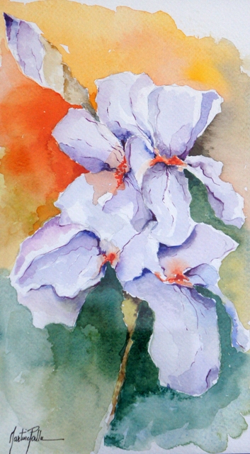 peinture  l'aquarelle de fleurs d'iris