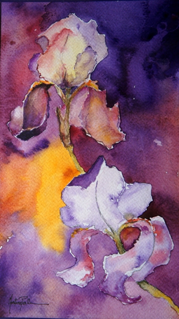 peinture  l'aquarelle de fleurs d'iris