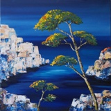 Huile reprsentant les calanques de Cassis (taille60cm sur 60cm, toile vendue)