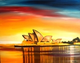 Huile reprsentant l'opra de Sydney en Australie (taille 81cm sur 65 cm)