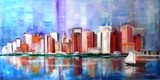 Huile reprsentant une vue de Manhattan, New-York, tableau vendu 