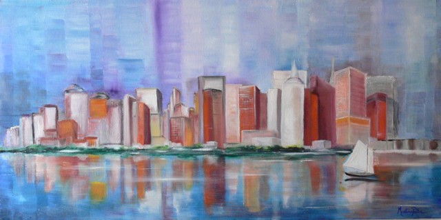 peinture  l'huile de la baie de <manhattan