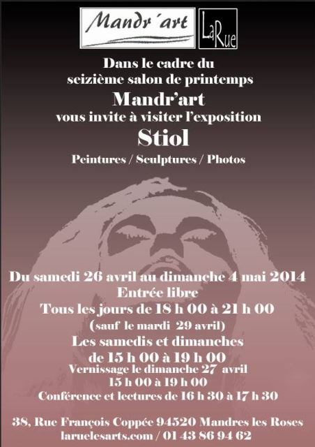 affiche de l'exposition croise Peintures et Sculptures de Stiol/Mandr'Art 