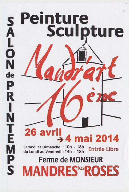 affiche de l'exposition Peintures et Sculptures de Mandr'Art  mandres les Roses